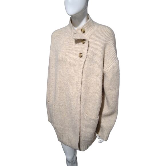 Zara Chunky Cozycore Women's sz M/L Ribbed Grungecore Oversized Button Cardigan - Picture 1 of 12